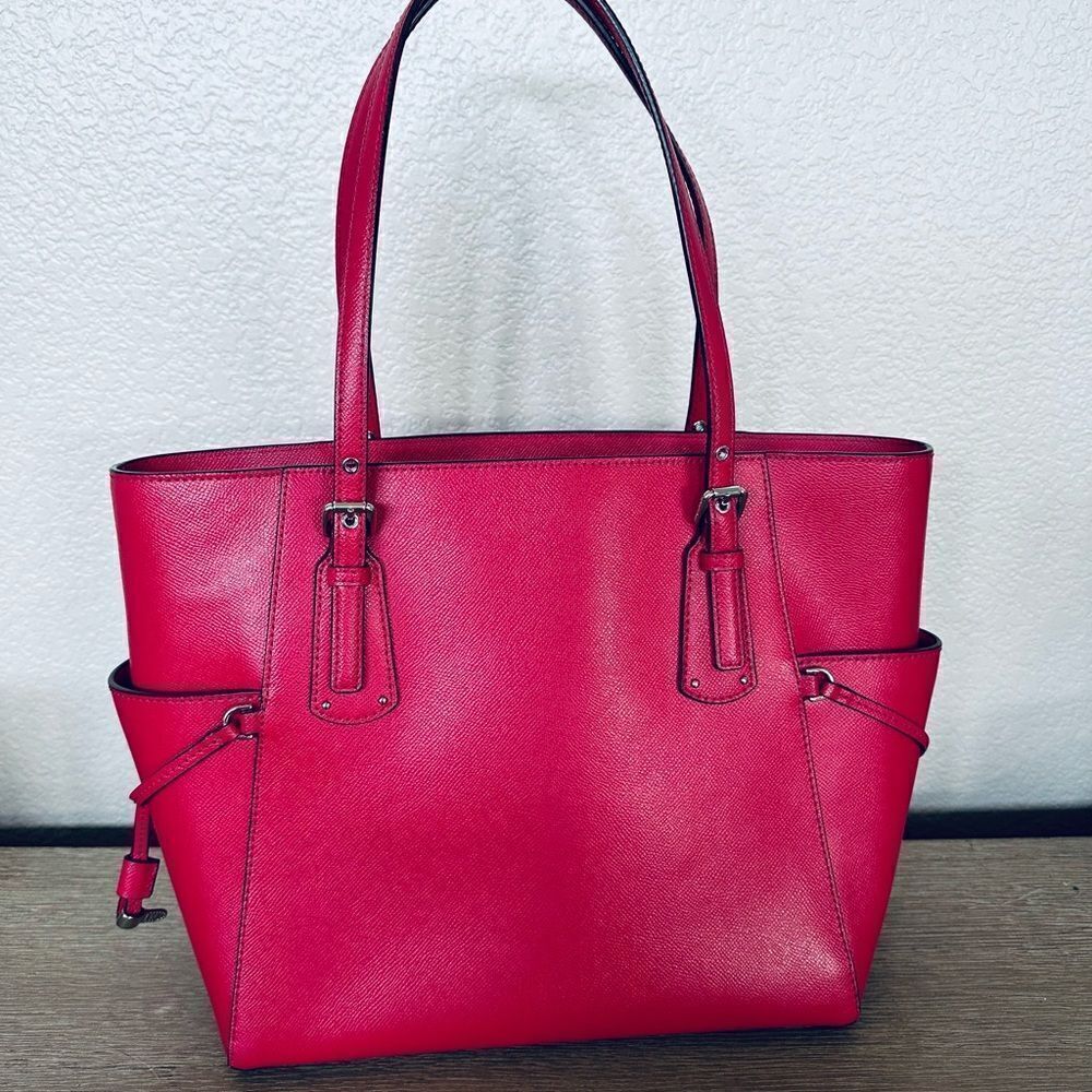 NWOT Michael Kors Pink Raspberry Voyager Tote Shoulder Bag Purse - Picture 8 of 12
